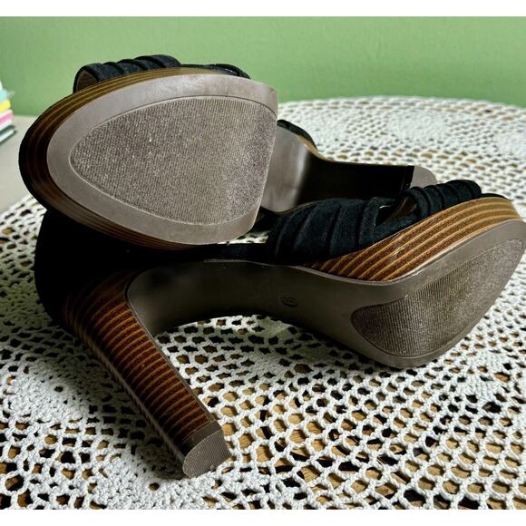 Cato Pump Wedge Platform Heels 4.5” Women's Size 9M Black Fabric Hemp sku 805 - Picture 8 of 8